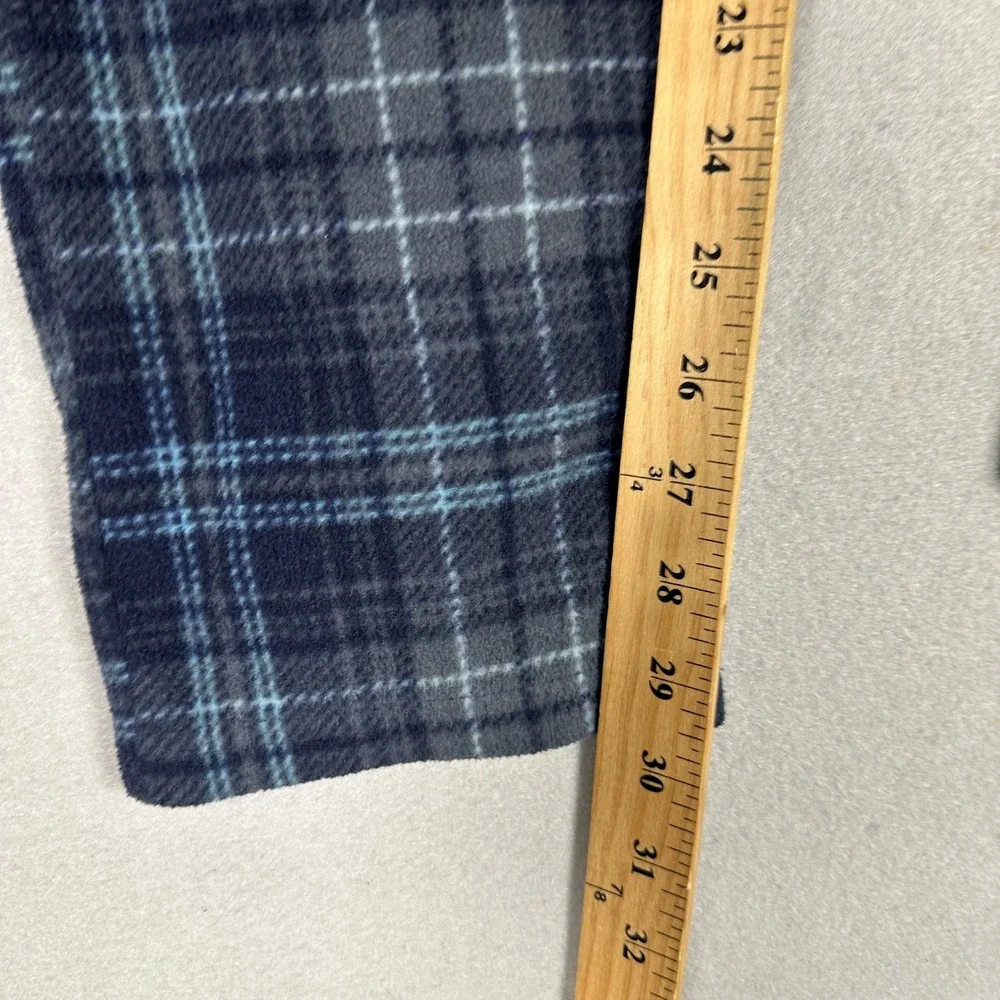 Hurley Lounge Pants Mens Medium Plaid Blue Grey Flannel Fleece Drawstring Pajama